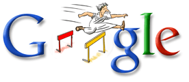 Google Doodle VIII celebrates the 2004 Summer Olympics in Athens